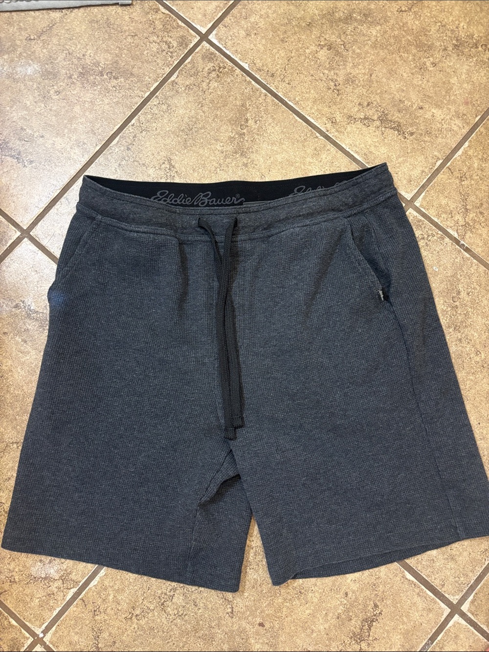 Eddie Bauer Men's Dark Charcoal Knit Drawstring Athletic Shorts